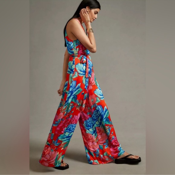 NWT Farm Rio Linen Halter Jumpsuit - Picture 3 of 12